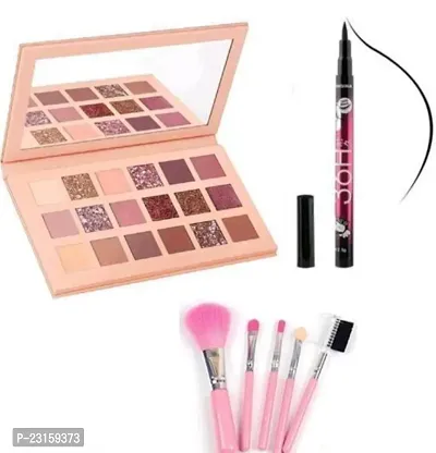 NUDE EYESHADOW WITH 5PCS MAKEUP BRUSHES WITH EYELINER 36H