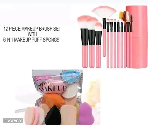MAKEUP BRUSHES WITH BOX AND PUUFS AND BLANDERS