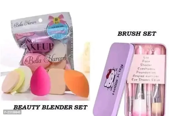 MAKEUP BRUSHES WITH MAKEUP PUFFS AND BLANDERS