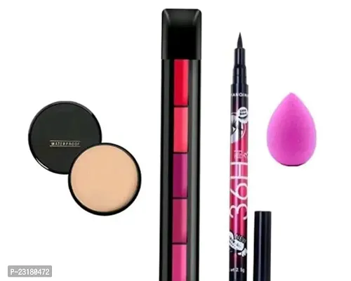 RED LIPSTICK 5IN1 WITH EYELINER 36H ,MAKEUP BLANDER AND FACE MAKEUP  COMPACT
