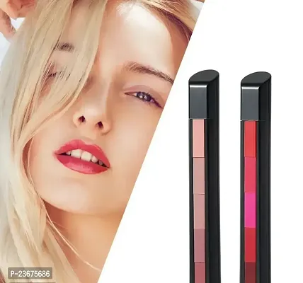 Fab Combo Of Red Edition + Nude Edition Fab 5 In 1 Creamy Matte Finish Lipstick  (Multicolor, 50 g)