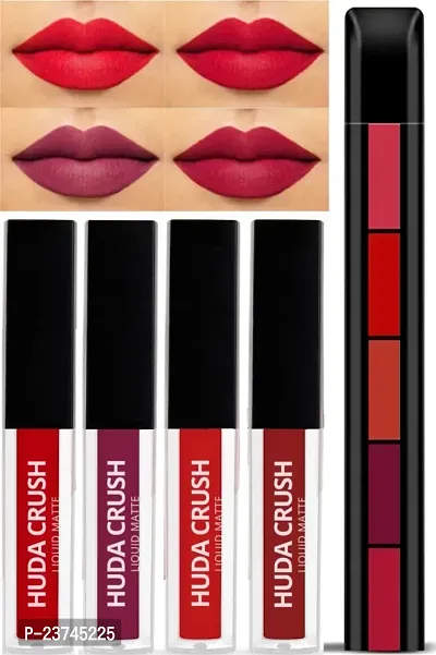 RED LIQUID LIPSTICK SET OF 4PCS WITH 5IN1 RED MATTE LIPSTICK