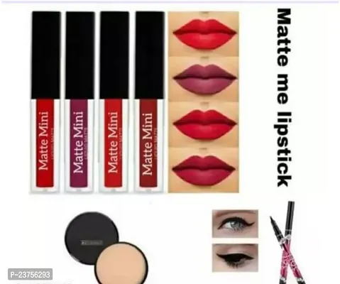 RED EDITION LIPSTICK 4 SHADES,36H WATERPROOF GEL EYELINER 2PCS WITH MAKEUP COMPACT