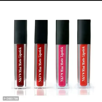 Red Matte Mini Liquid Lipstick Set Of 4 Pcs-thumb2