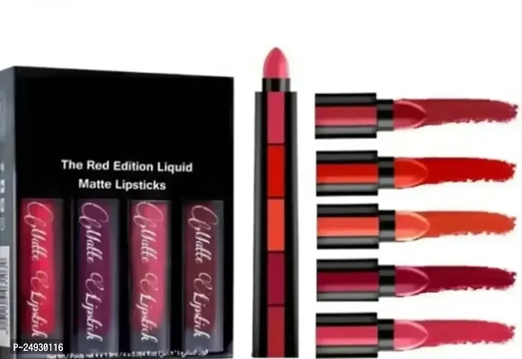 RED LIQIUD LIPSTICK SET OF 4 PCS WITH 5IN1 RED MATTE LIPSTICK-thumb0