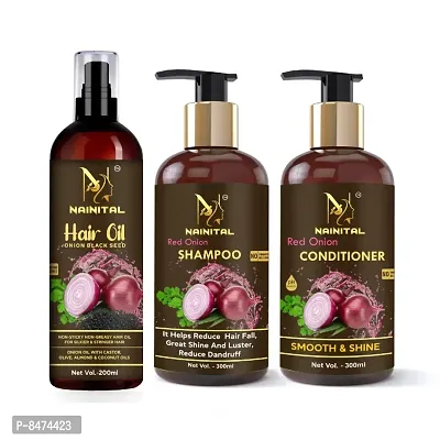 Nainital Ultimate Onion Hair Kit(Onion Hair Oil 200ML + Onion Hair Shampoo 300ml + Onion Hair Conditioner 300ml)