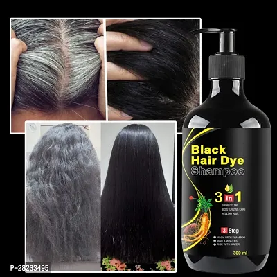 Black Hair Dye Shampoo 3 in 1 for Safe Hair, Moisturizing Care  Healthy Hair  (300 ml)