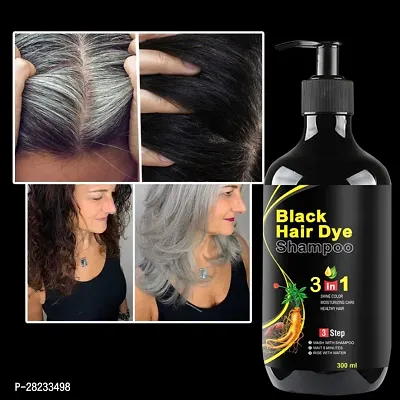 Black Hair Dye Shampoo 3 in 1 Moisturizing Care  Healthy Hair  (300 ml)-thumb0