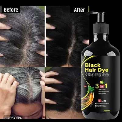 Black Hair Dye Shampoo 3 in 1 for Safe Hair, Moisturizing Care  Healthy Hair  (300 ml)-thumb0