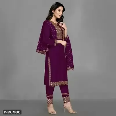 Classic Rayon Embroidered Kurta, Bottom and Dupatta Set for Women