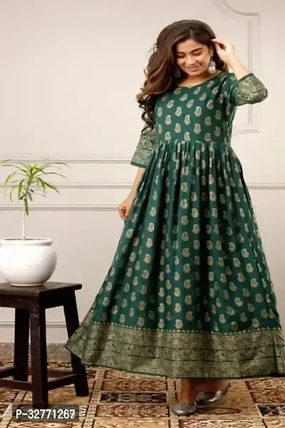 Stylish Cotton Silk Stitched Anarkali Gown for Women-thumb0