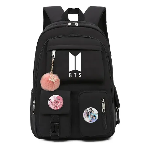 BTS Fans Imported Backpacks for School Travel Bag Korean Casual Backpack For BTS Fans and BTS Army (Black)