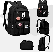 BTS Fans Imported Backpacks for School Travel Bag Korean Casual Backpack For BTS Fans and BTS Army (Black)-thumb1