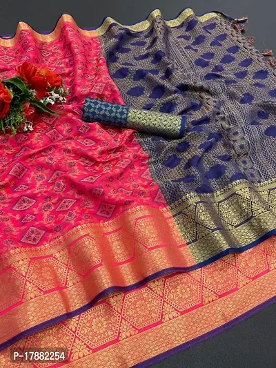 Classic Cotton Blend Jacquard Saree with Blouse piece-thumb0