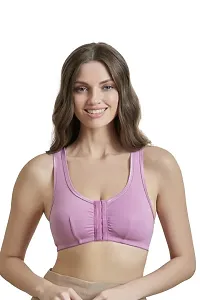 MAROON Cotton Lycra Blend Non Padded Seamed Women's Front Open Bra (Pack of 1)-thumb1