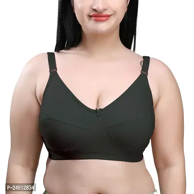 Stylish Coffee Cotton Blend Solid Bras For Women