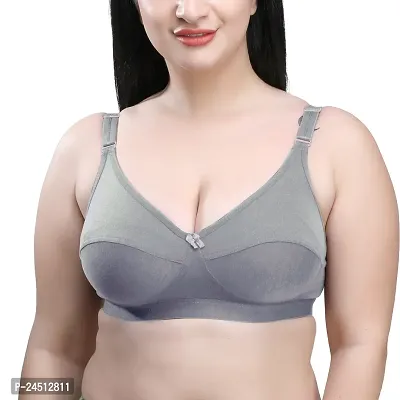 Stylish Grey Cotton Blend Solid Bras For Women-thumb0