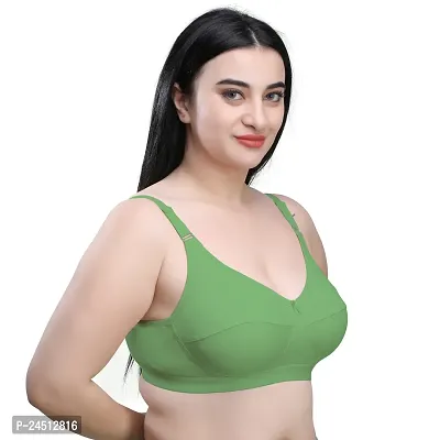 Stylish Olive Cotton Blend Solid Bras For Women-thumb3
