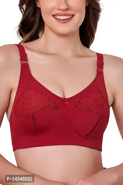 MAROON 433 Long Lasting M Frame Non-Wired Non-Padded Seamed Full Coverage T-Shirt Bra