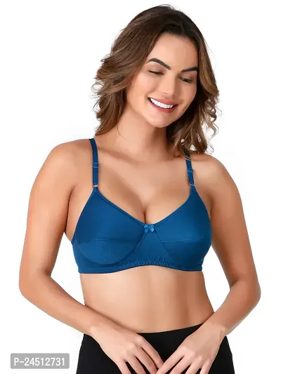Stylish Blue Cotton Blend Solid Bras For Women-thumb3