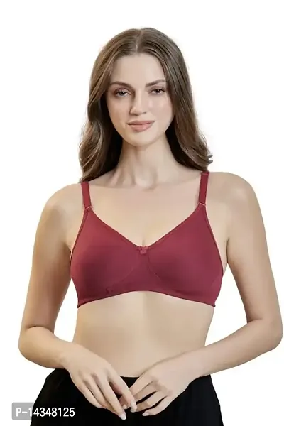 MAROON Cotton Blend Non Padded Seamless Wirefree Women's Everyday Bra (Pack of 1)-thumb2