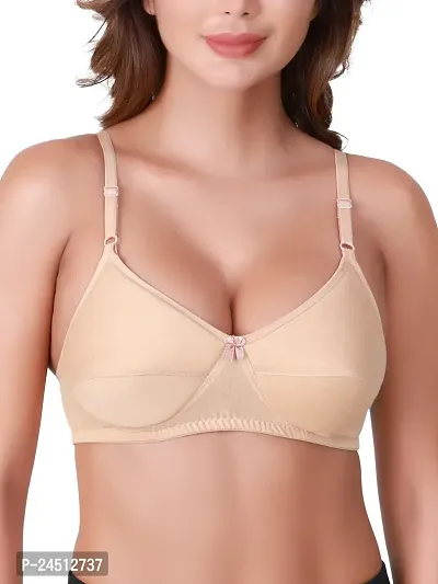 Stylish Nude Cotton Blend Solid Bras For Women