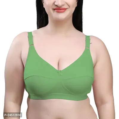 Stylish Olive Cotton Blend Solid Bras For Women-thumb0