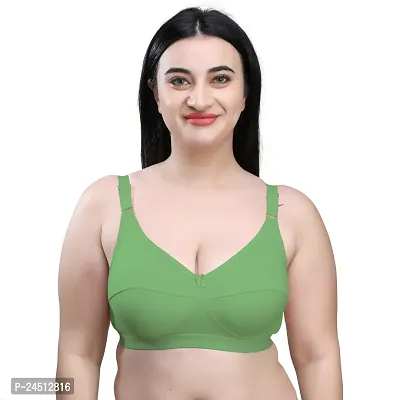 Stylish Olive Cotton Blend Solid Bras For Women-thumb2