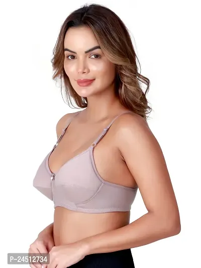 Stylish Grey Cotton Blend Solid Bras For Women-thumb4