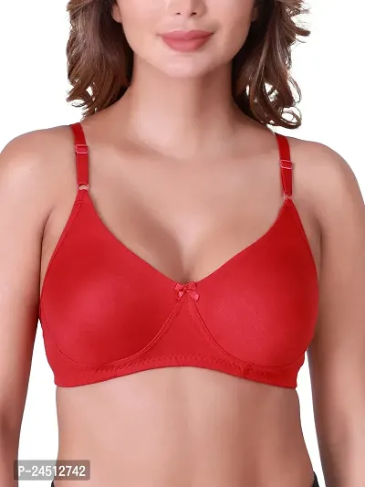 Stylish Maroon Cotton Blend Solid Bras For Women