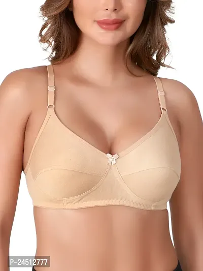 Stylish Nude Cotton Blend Solid Bras For Women