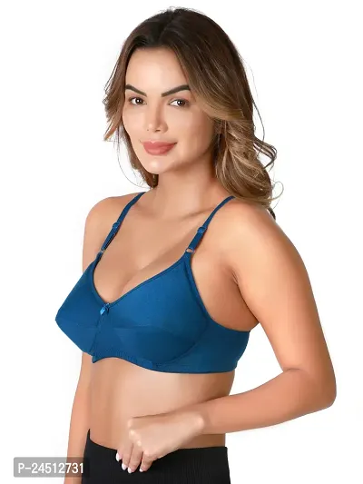 Stylish Blue Cotton Blend Solid Bras For Women-thumb4
