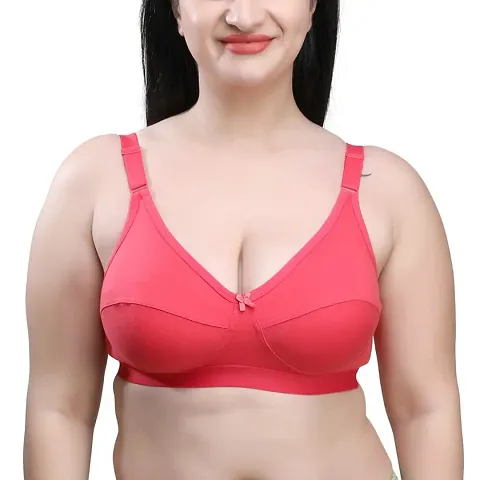 Buy MAROON Pink-32B Cotton Blend Seamless Non Padded Full Coverage  Non-Wired Women Minimizer Bra at