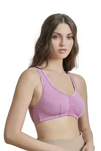 MAROON Cotton Lycra Blend Non Padded Seamed Women's Front Open Bra (Pack of 1)-thumb2