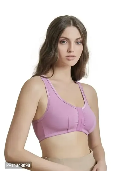 MAROON Cotton Lycra Blend Non Padded Seamed Women's Front Open Bra (Pack of 1)-thumb3