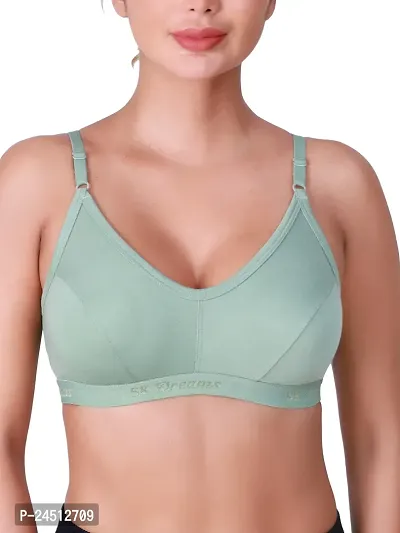 Stylish Olive Cotton Solid Bras For Women-thumb0