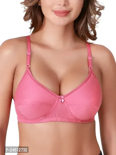 Stylish Red Cotton Blend Solid Bras For Women