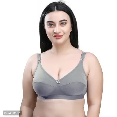 Stylish Grey Cotton Blend Solid Bras For Women-thumb2