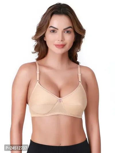 Stylish Nude Cotton Blend Solid Bras For Women-thumb2