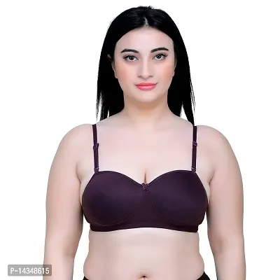MAROON 2012 Cotton Blend Seamless Heavily Padded Medium Coverage Non-Wired Women Pack of 2 T-Shirt Bra Combo-thumb2
