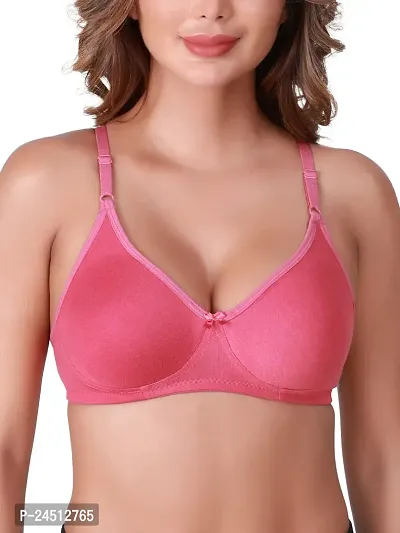 Stylish Red Cotton Blend Solid Bras For Women