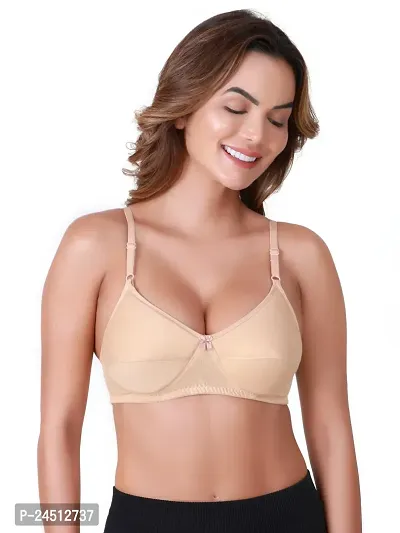 Stylish Nude Cotton Blend Solid Bras For Women-thumb3