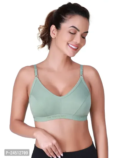 Stylish Olive Cotton Solid Bras For Women-thumb3