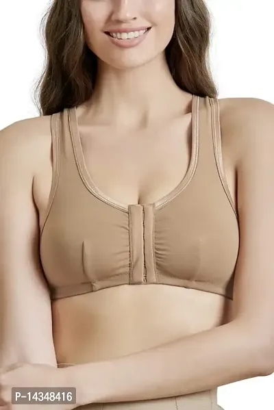 MAROON Cotton Lycra Blend Non Padded Seamed Women's Front Open Bra (Pack of 1)-thumb0
