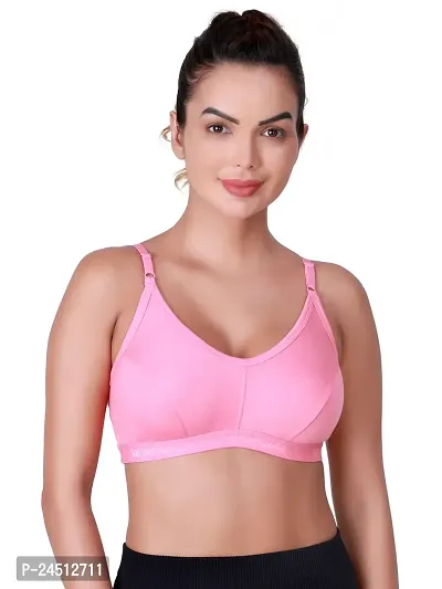 Stylish Pink Cotton Solid Bras For Women-thumb2
