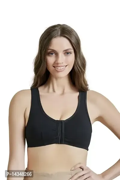 MAROON Cotton Lycra Blend Non Padded Seamed Women's Front Open Bra (Pack of 1)-thumb2