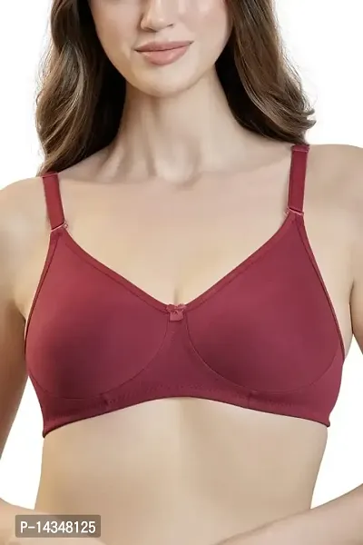 MAROON Cotton Blend Non Padded Seamless Wirefree Women's Everyday Bra (Pack of 1)-thumb0