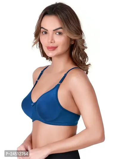 Stylish Blue Cotton Blend Solid Bras For Women-thumb4