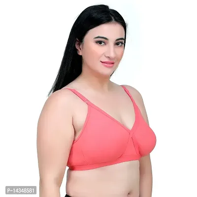 Women's seamless full coverage Cotton non padded t-shirt bra pink