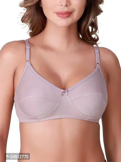 Stylish Grey Cotton Blend Solid Bras For Women